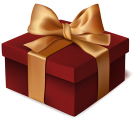 Red gift box, vector, mesh