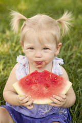 Toddler Eats Watermelon
