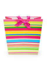 Striped gift bag isolated on the white background