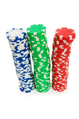 Casino chips isolated on the white background