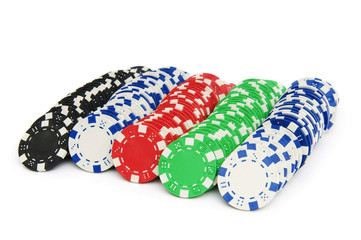 Casino chips isolated on the white background