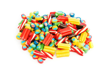 Colourful sweets isolated on the white background
