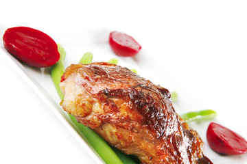 served roasted beef meat