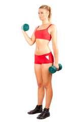 Fototapeta premium Woman doing fitness with weights
