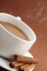 cup of coffee with cinnamon