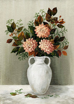 Asters in a white jug
