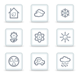 Ecology web icons set 2, white square buttons