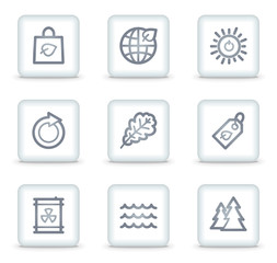 Ecology web icons set 3, white square buttons