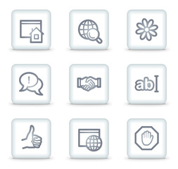 Internet web icons set 1, white square buttons