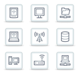 Network web icons, white square buttons