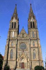Fototapeta na wymiar Prague's gothic St. Ludmila Cathedral
