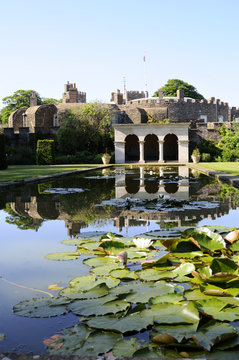 gardens and lake of Walmer Castle in Deal Kent UK