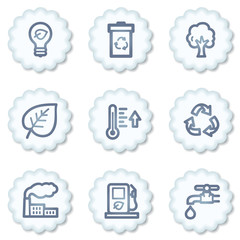Ecology web icons set 1, white buttons