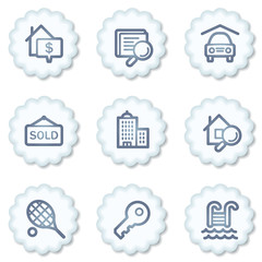 Real estate web icons, white buttons