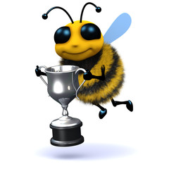 3d buzzing along with silver trophy