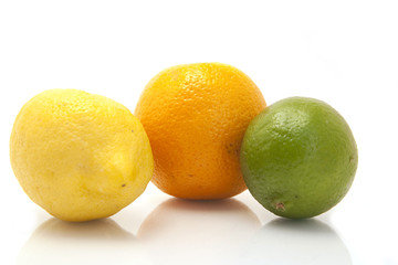 lemon, orange and lime isolated