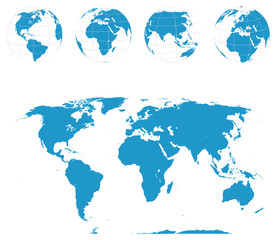 Obraz na płótnie Canvas Globes and World Map - Vector
