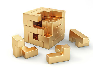 A cube built from blocks. Puzzle