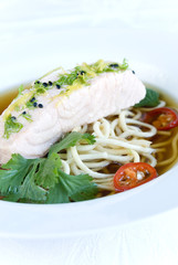 Oriental salmon soup