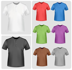 Colored polo shirts. Photo-realistic vector illustration.