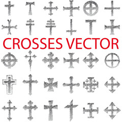 Set of Crosses Vector pencil scribble