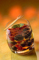 Berries and peppermint in a cocktail