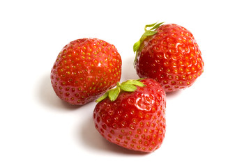 Three fresh strawberries