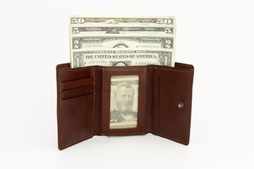 Purse with dollars of different advantage