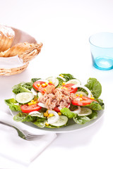 salad tuna tomato corn and onion