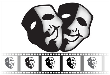 theatrical mask of tragedy and comedy vector
