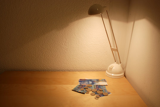 Swiss francs at the bad table