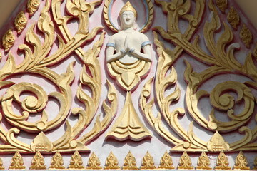art carving on gable of Wat Nong Don, Borabue, Mahasarakam