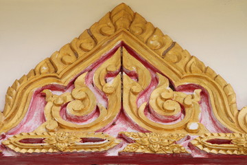 art carving on gable of Wat Nong Don, Borabue, Mahasarakam