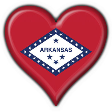 Arkansas (USA State) button flag heart shape