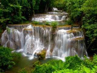 Huay Mae Khamin Waterfall, Waterfall in deep jungle of Thailand