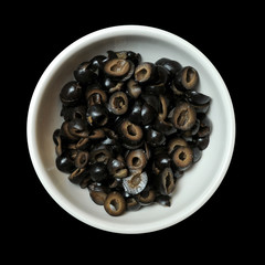 Diced Black Olives in Bowl