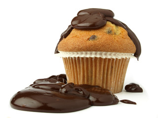 Pastel y chocolate espeso