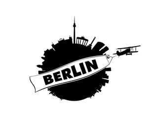 Berlin City with Airplane and Banner