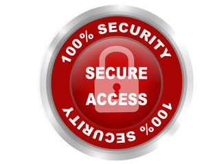 secure access web bouton rouge avec effet gel droit