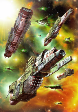 spaceship space fleet