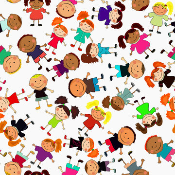 seamless vector background with kids