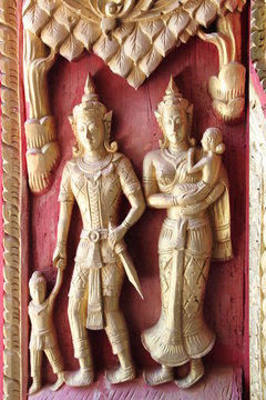 art carving on window, Wat Huanathai,  Borabue, Mahasarakam