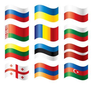 Wavy flags set - Eastern Europe