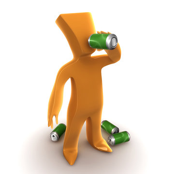 3d Maneken trinkt Dosenbier