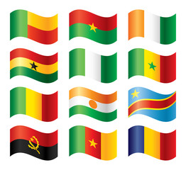 Wavy flags set - Western & Middle Africa