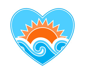 sun and waves in heart