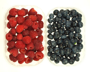 Blueberries and raspberries
