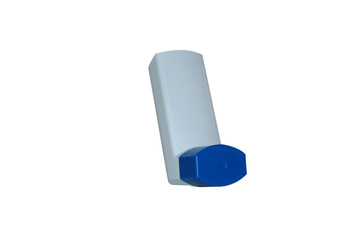 Blue Asthma Inhaler Case Isolated on White
