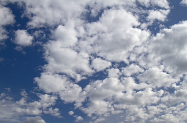 Naklejka na ściany i meble Blue sky with white fluffy clouds.