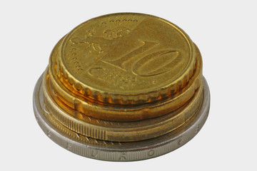 pile of  close up euro coins